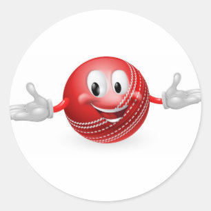 Cricket Ball Mascot Runder Aufkleber