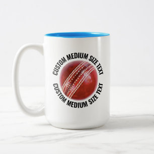 Cricket Ball & Mittel Text HELLBLAU 425g Custom Zweifarbige Tasse