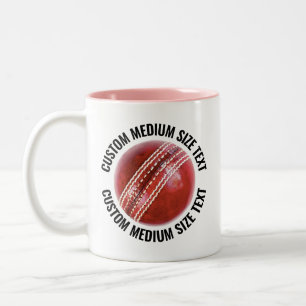 Cricket Ball & Mittel Text PINK 11oz Custom Zweifarbige Tasse