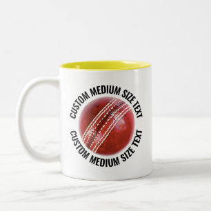 Cricket Ball & Mitteltext GELB 311g Custom Zweifarbige Tasse