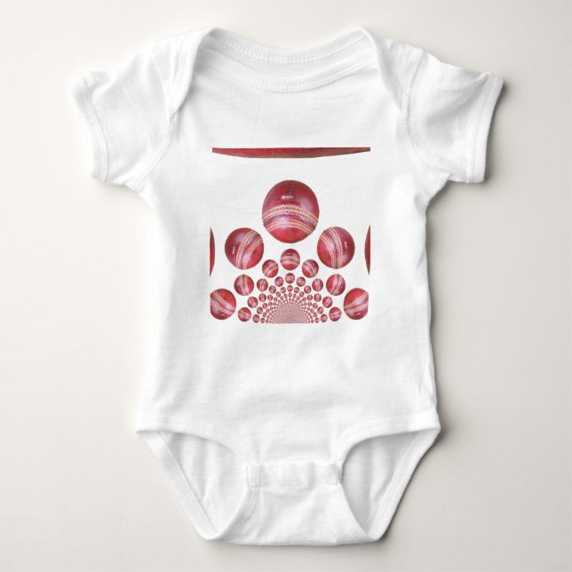 Cricket Ball Print des Sportlover Baby Strampler (Vorderseite)
