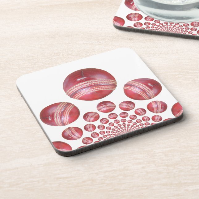 Cricket Ball Print des Sportlover Getränkeuntersetzer (Linke Seite)