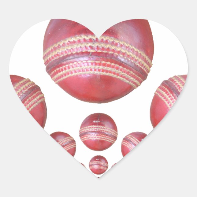 Cricket Ball Print des Sportlover Herz-Aufkleber (Vorderseite)