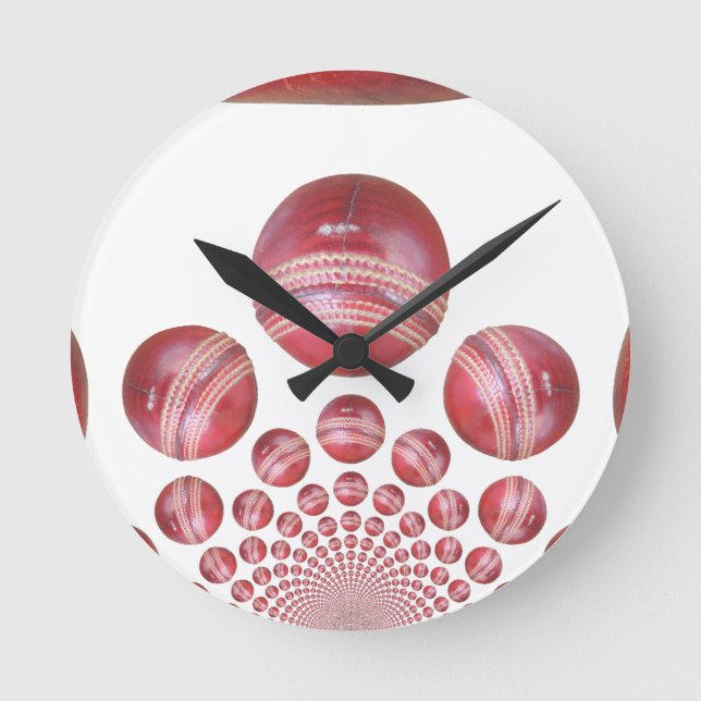 Cricket Ball Print des Sportlover Runde Wanduhr (Vorderseite)