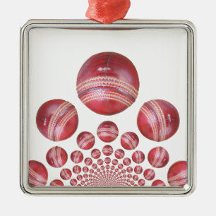 Cricket Ball Print des Sportlover Silbernes Ornament