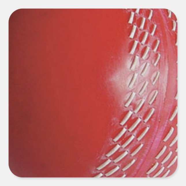 Cricket Ball Red Anpassen mit Ihrem Namen Quadratischer Aufkleber (Vorderseite)