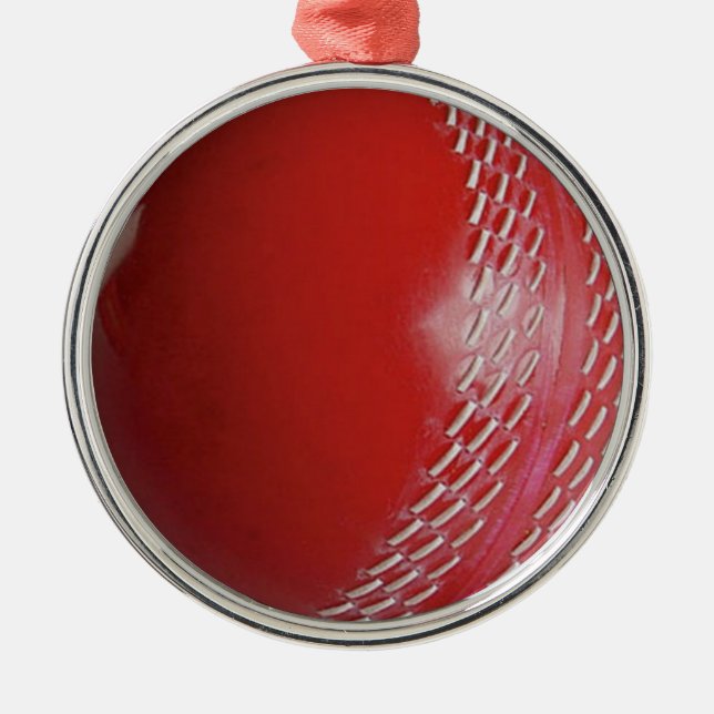 Cricket Ball Red passen sich Ihrem Namen an Ornament Aus Metall (Vorne)