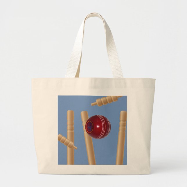 Cricket Ball und Stumps, Jumbo Stoffbeutel (Vorne)