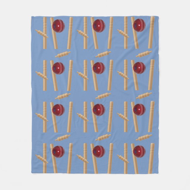 Cricket Ball und Stumps, mittel, Fleecedecke (Vorderseite)