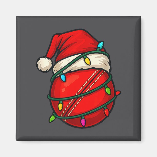 Cricket Ball With Santa Hat Funny Christmas Xmas G Magnet (Vorne)
