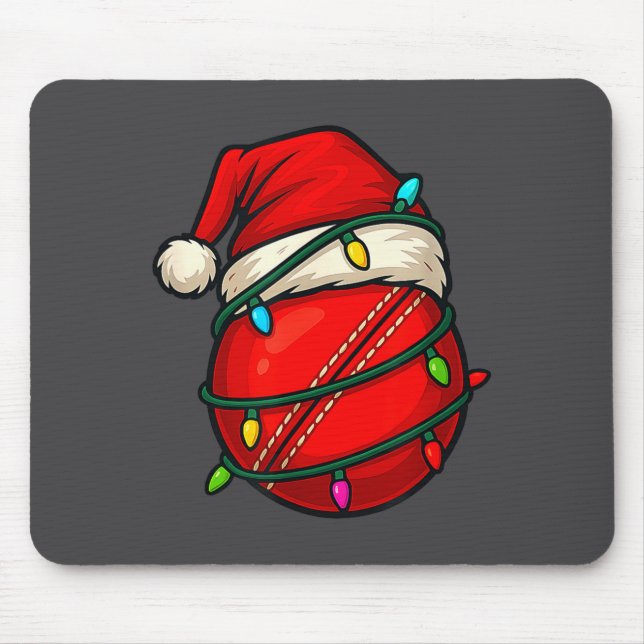 Cricket Ball With Santa Hat Funny Christmas Xmas G Mousepad (Vorne)