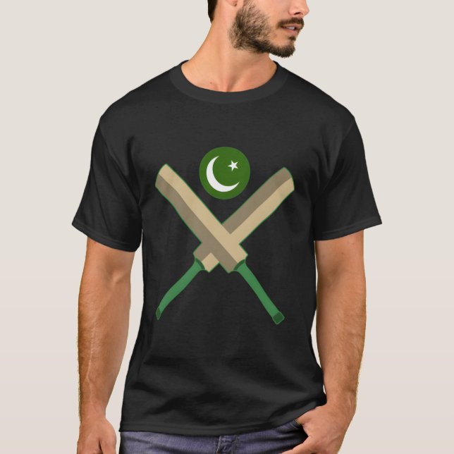 Cricket Bat Cricket Ball Pakistanische Flagge Paki T-Shirt (Vorderseite)