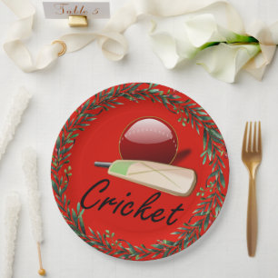 Cricket bat und Ball, Weihnachten, Pappteller