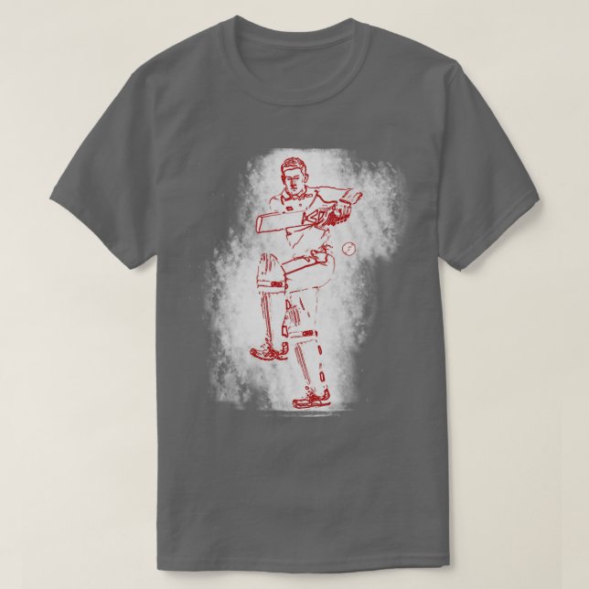 Cricket Batsman Art j5 T-Shirt (Design vorne)