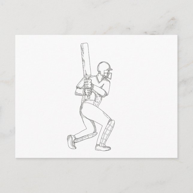 Cricket Batsman Batch Doodle Art Postkarte (Vorderseite)