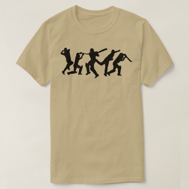 Cricket Batter und Bowler-Silhouetten T-Shirt (Design vorne)