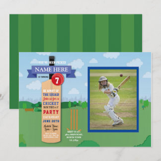 Cricket Birthday Party Sportgewinner Match Foto Einladung