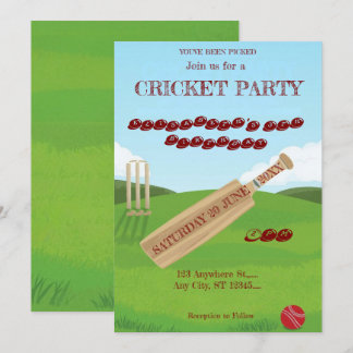 Cricket Birthday Party Sports Invitation Einladung