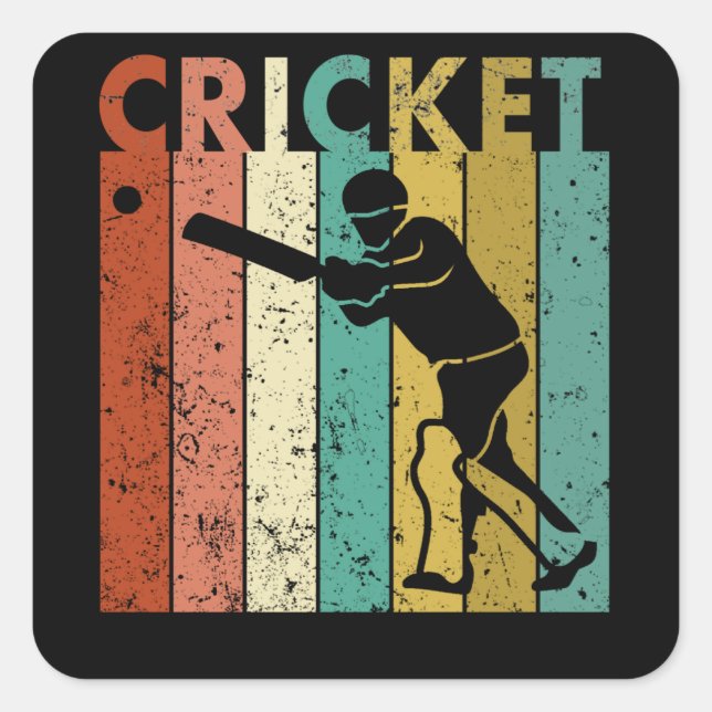 Cricket Bowler Bat Cricketgeschenk Quadratischer Aufkleber (Vorderseite)
