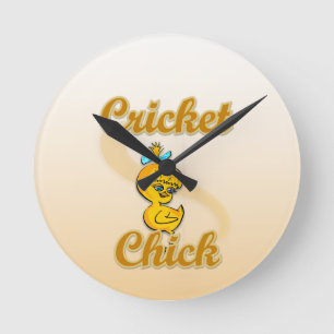 Cricket Chick Runde Wanduhr