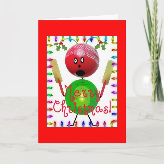 Cricket Christmas Cartoon Feiertagskarte (Vorderseite)
