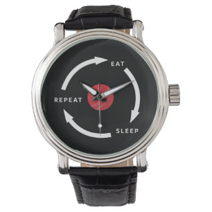 Cricket Eat Sleep Wiederholung Sportfan-Sprichwort Armbanduhr