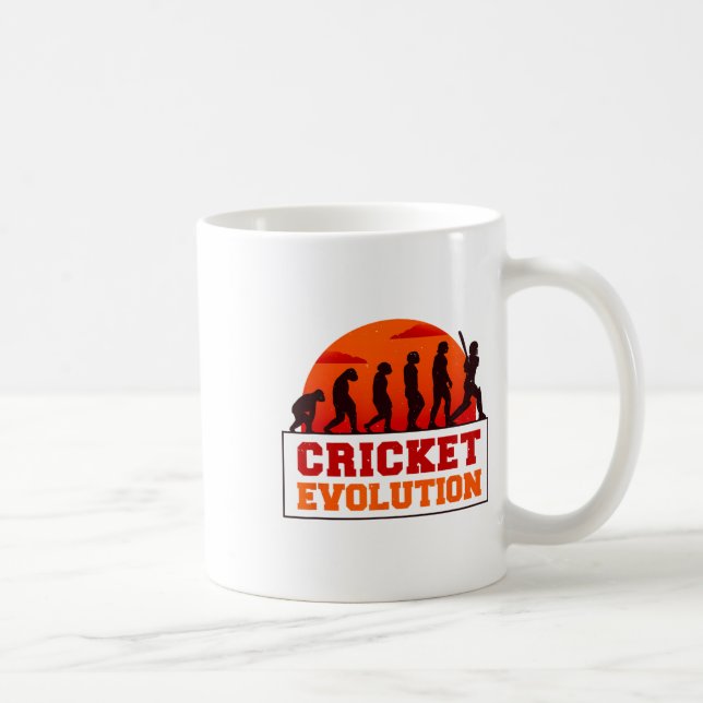 Cricket Evolution Lustiger Sport Fan Cricketer Neu Kaffeetasse (Rechts)