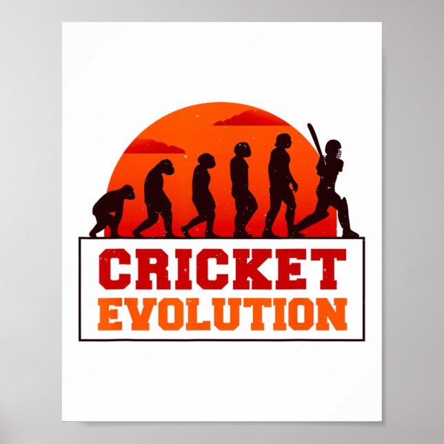 Cricket Evolution Lustiger Sport Fan Cricketer Rom Poster (Vorne)