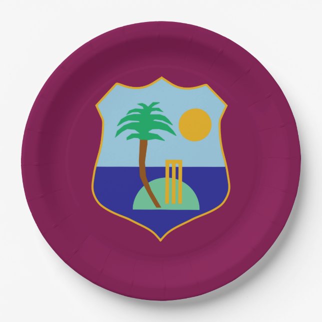Cricket-Fahne des West Indies Pappteller (Vorderseite)