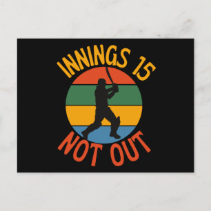 Cricket-Fan 15. Geburtstag Not Out Postkarte