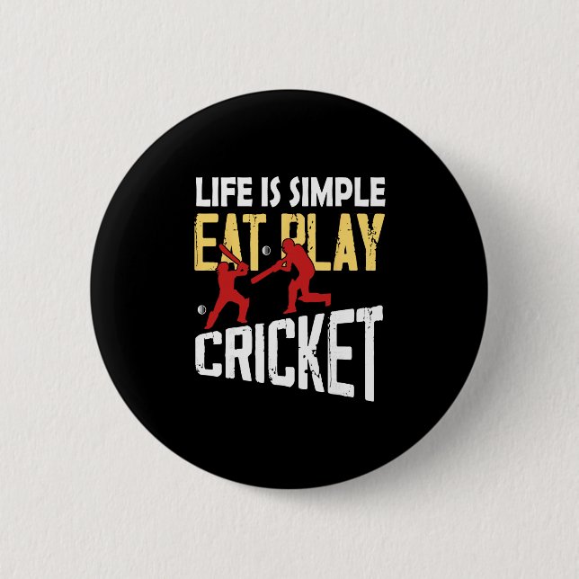 Cricket-Fan-Bekleidung leidenschaftlicher Cricket- Button (Vorderseite)