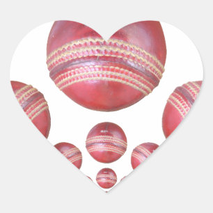 Cricket-Fan-Shirt mit Cricketball-Muster Herz-Aufkleber