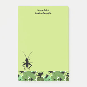 Cricket Floral Pattern Green Black Personalisiert Post-it Klebezettel