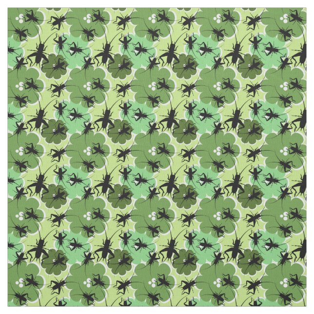 Cricket Floral Pattern Grün + Schwarz Stoff (Muster)