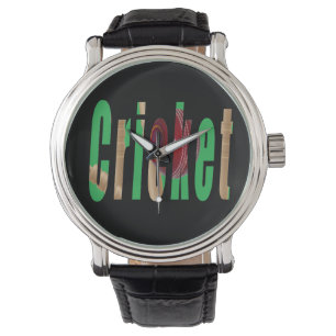 Cricket Game Logo, Mens Leather Watch Armbanduhr