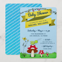 Cricket Garden Glitzer Theme Blue Baby Duschkarte