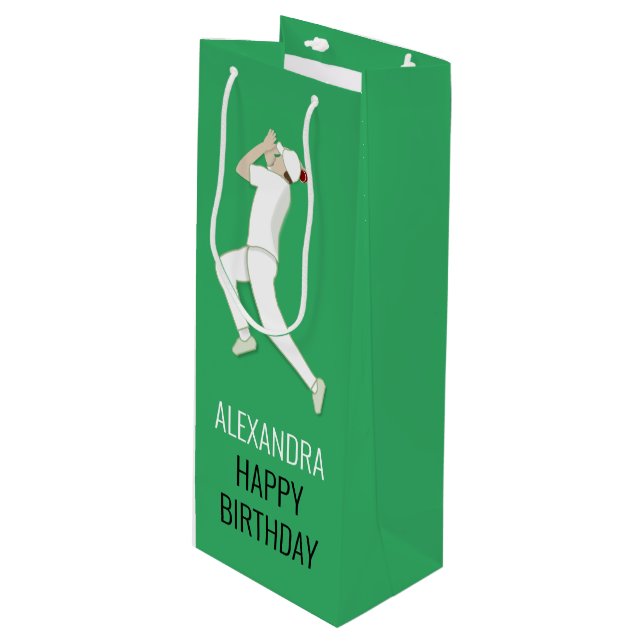 Cricket Geschenktüte Für Weinflaschen (Vorderseite Schrägansicht)