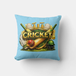 Cricket Gold Emblem Sport Inspired Throw Pillow Kissen