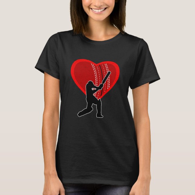 Cricket Heart Sport Love Anti Valentines Day T-Shirt (Vorderseite)
