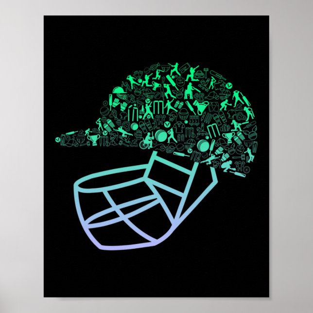 Cricket-Helm für Cricketspieler Jungen Cricket  Poster (Vorne)