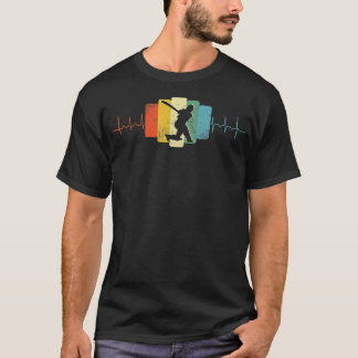 Cricket Herzschlag Cricket Sport EKG Vintage Retro T-Shirt