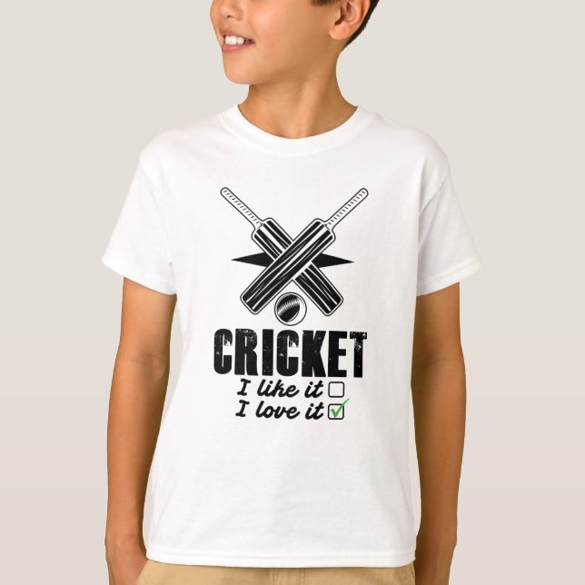 Cricket, ich mag es nicht, ich Liebe es T-Shirt (Vorderseite)