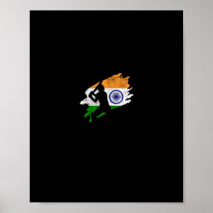 Cricket Indien Flagge Jersey Vintage Geschenk Poster