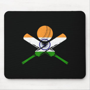 Cricket Indien Vintage Indische Flagge Cricketspie Mousepad