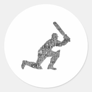 Cricket Jugend Männer Jungen Kinder 1 Runder Aufkleber