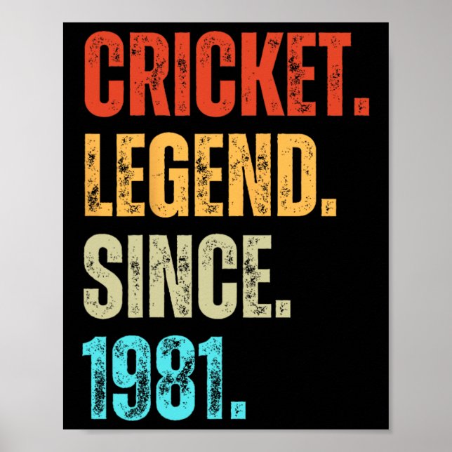 Cricket Legend Since 1981 Retro Birthday  Poster (Vorne)