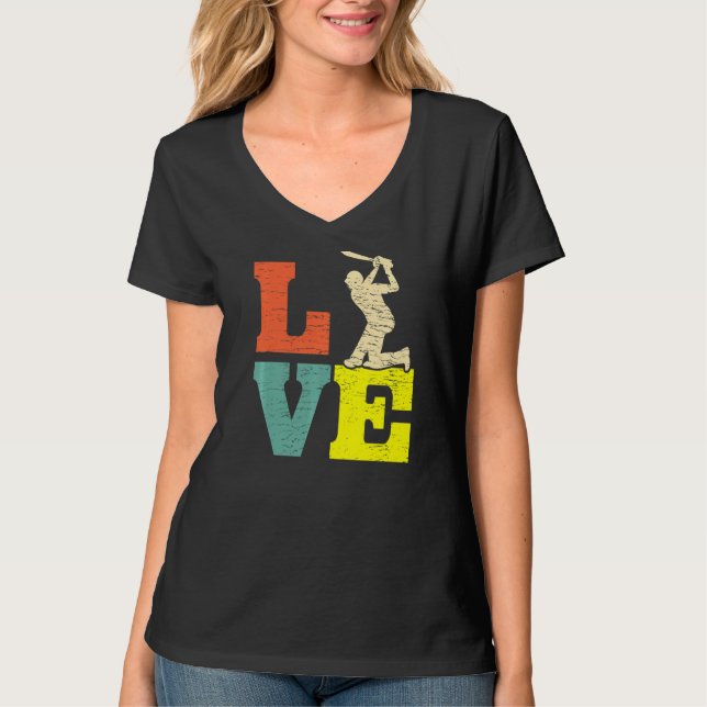 Cricket Liebe Batsman Cricket Players T-Shirt (Vorderseite)