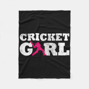 Cricket Mädchen Spieler Silhouette Sport Geschenk Fleecedecke