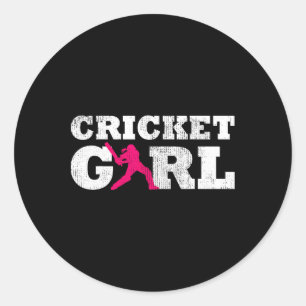 Cricket Mädchen Spieler Silhouette Sport Geschenk Runder Aufkleber