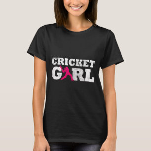 Cricket Mädchen Spieler Silhouette Sport Geschenk T-Shirt